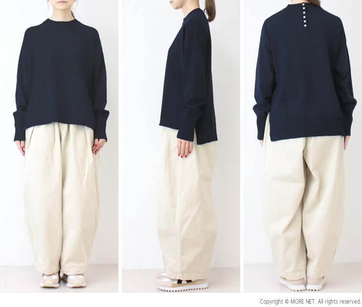 マオメイド mao made やわらかコットン 異ゲージリブクルーネックプルオーバー 541107 長袖 洗える ウォッシャブル レディース mao made（マオメイド） やわらかコットン 異ゲージリブクルーネック