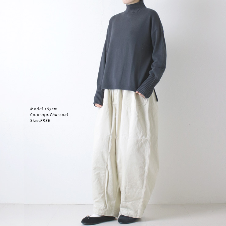 mao made（マオメイド） いつもの異ゲージリブハイネックプルオーバー