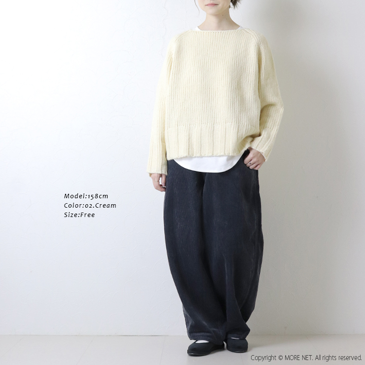 mao made（マオメイド） ローゲージヤーン ボートネックプルオーバー
