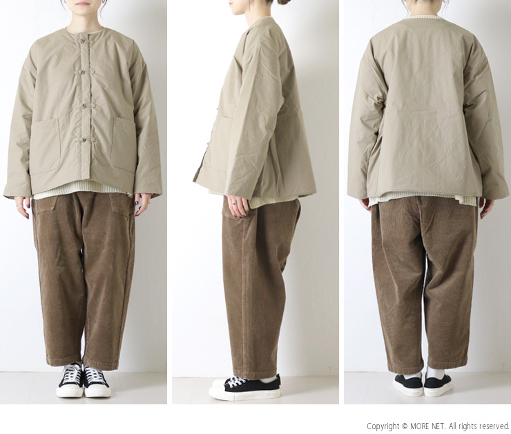 mao made（マオメイド） 洗いざらしクロス中綿チャイナジャケット