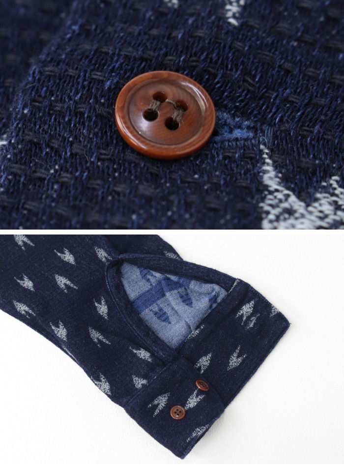 ステュディオ・ダルチザン STUDIO D'ARTISAN 矢絣インディゴ刺し子シャツ 5712 メンズ 日本製 長袖 ワーク | STUDIO D'ARTISAN | 04