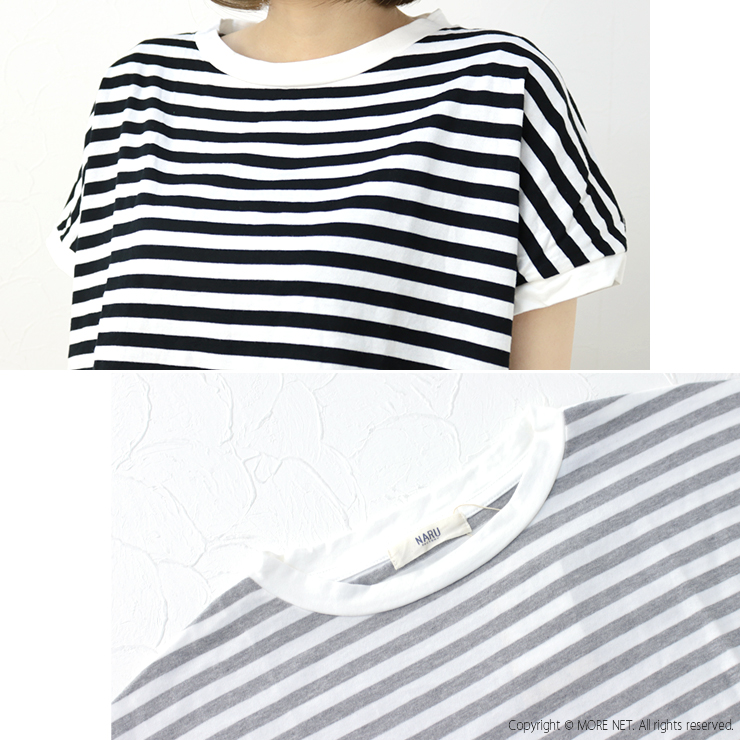 魅了 NARU ナル 40/2天竺ボーダー ミナミシャツ 619141/649036 服&ファッション小物