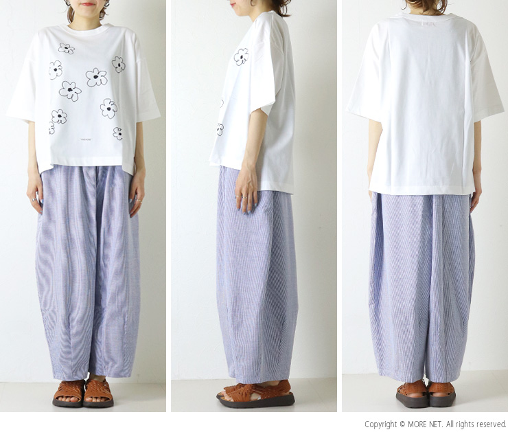 mao made（マオメイド） きれいめ天竺ANEMONEプリントTシャツ 621222