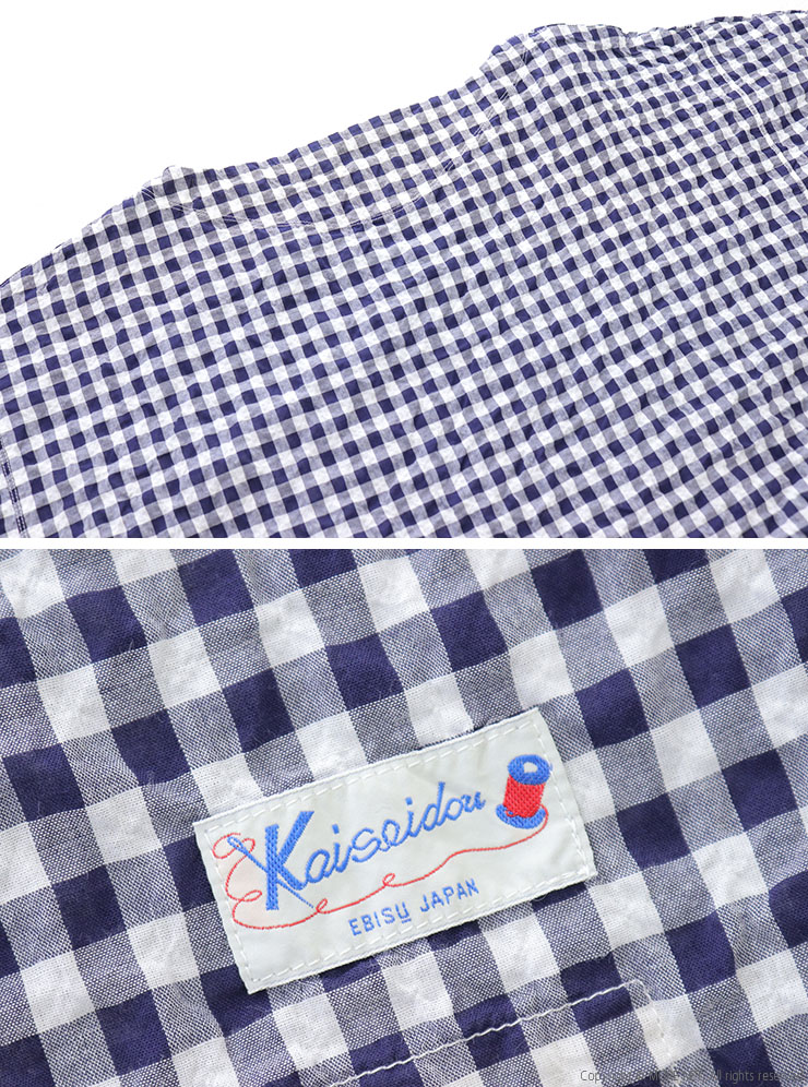 新品　快晴堂カットソー 快晴堂 かいせいどう ゆらぎギンガムチェック Wide-Tシャツ 62S-08