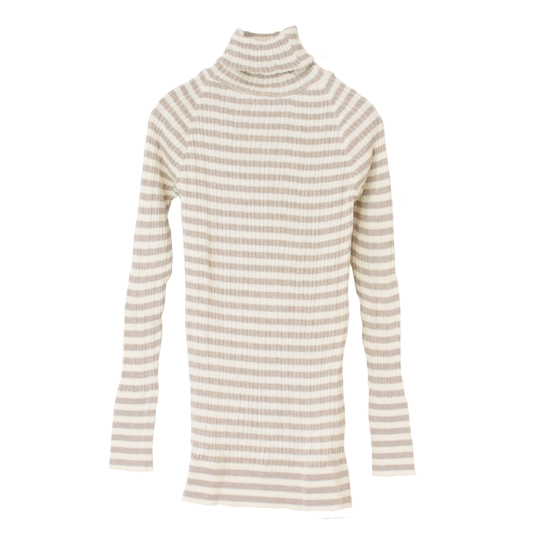 ナル NARU 綿コーマランダムリブボーダータートルネックセーター 650703 長袖 カットソー 日本製 レディース 2025秋冬 | mao made | 01