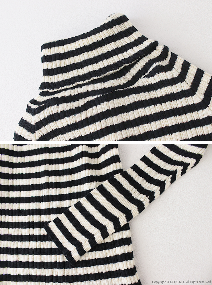 ナル NARU 綿コーマランダムリブボーダータートルネックセーター 650703 長袖 カットソー 日本製 レディース 2025秋冬 | mao made | 13