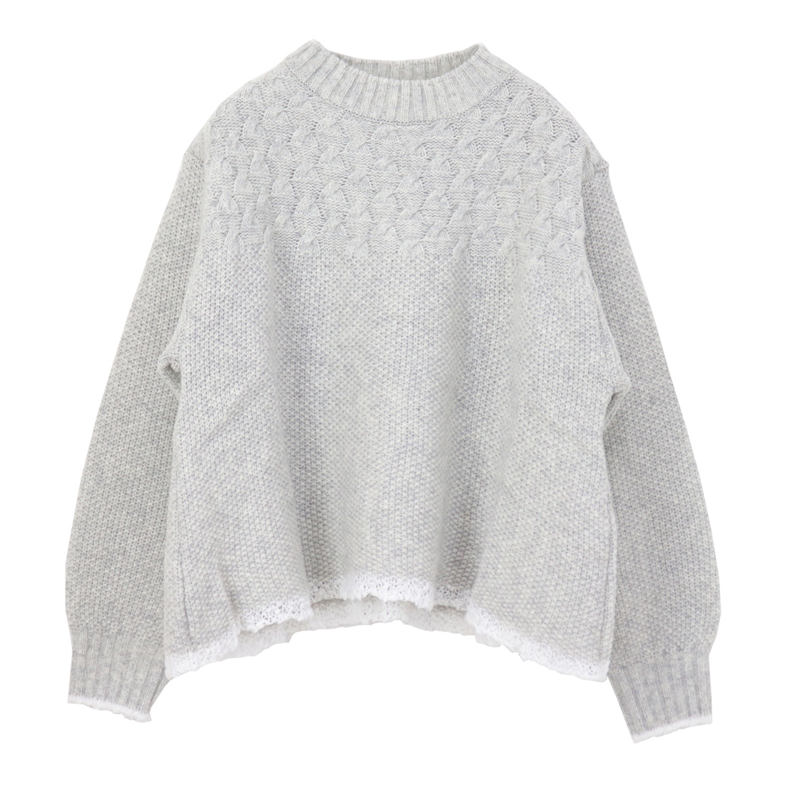 NARU（ナル） ミラノラムアンティークバスケット柄バイカラーニット