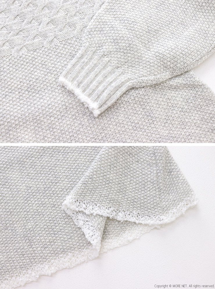 るなお NARU（ナル） ミラノラムアンティークバスケット柄バイカラーニット