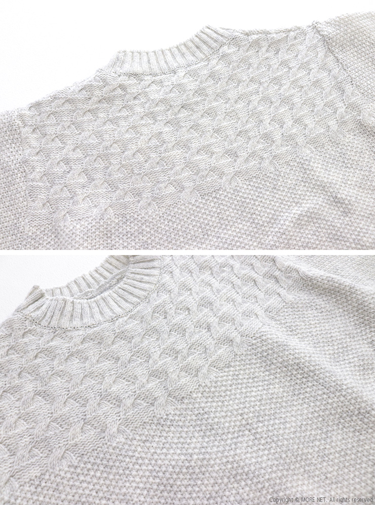 NARU（ナル） ミラノラムアンティークバスケット柄バイカラーニット