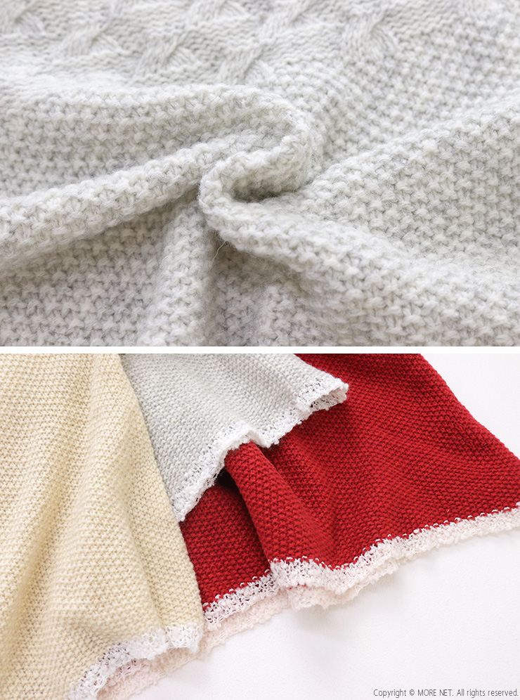 NARU（ナル） ミラノラムアンティークバスケット柄バイカラーニット