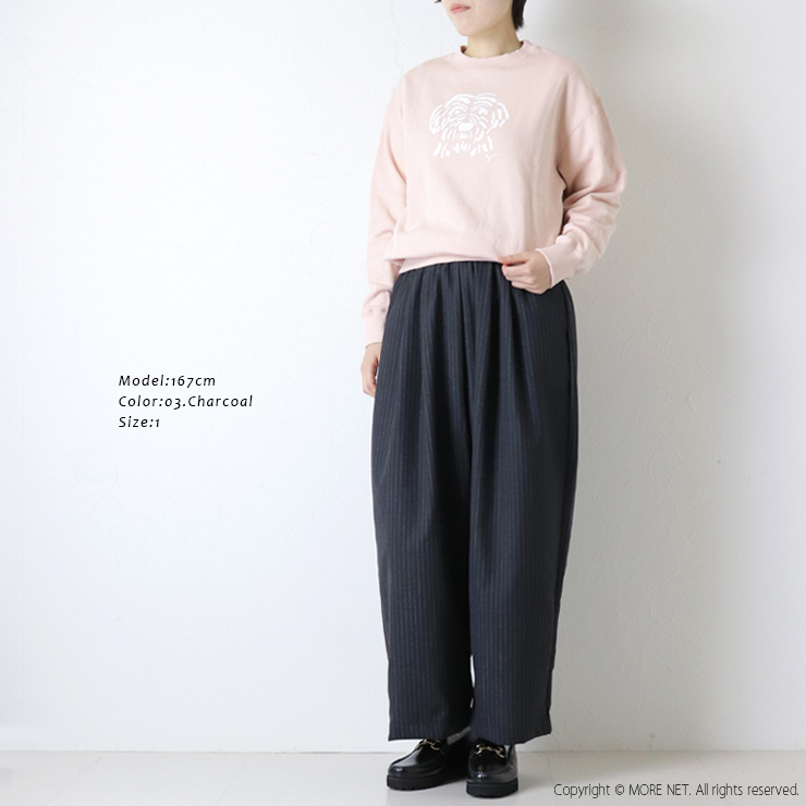 ナル NARU トロストライプ タックワイドパンツ 661356 日本製 イージー