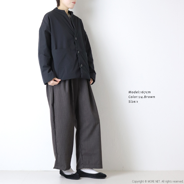 ナル NARU トロストライプ タックワイドパンツ 661356 日本製 イージー テーパード ロング レディース 裾直し対象外 NARU（ナル） トロストライプ タックワイドパンツ 661356 日本製