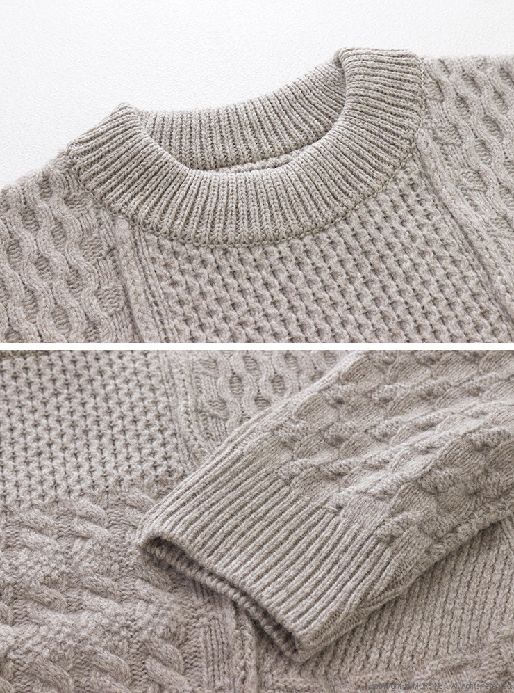 NARU（ナル） NARU NATURAL COLORED WOOL 柄編みニット 665406