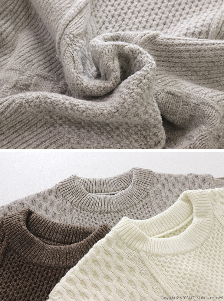 NARU（ナル） NARU NATURAL COLORED WOOL 柄編みニット 665406