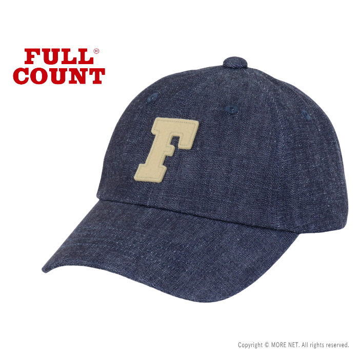 フルカウント FULLCOUNT デニムベースボールキャップFワッペン 6843 FULLCOUNT（フルカウント） ロークラウン デニムベースボールキャップ