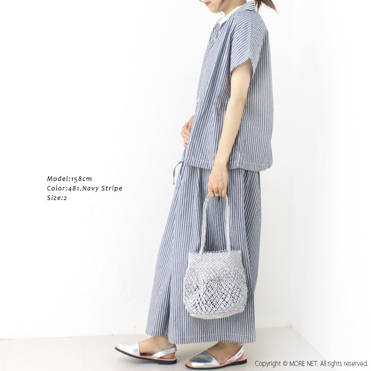 ナチュラルランドリー NATURAL LAUNDRY ダンガリーストライプタックパンツ 7243P-003 ワイドパンツ 無地 ストライプ 日本製 /返品・交換不可/SALE セール | NATURAL LAUNDRY | 06