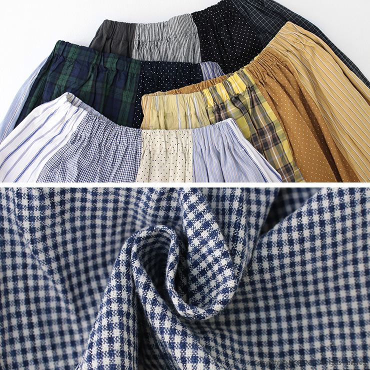 ナチュラルランドリー NATURAL LAUNDRY カード天竺×パッチワークシャーリングスカート 7244C-029 ボトムス ロング丈 総柄 日本製 /返品・交換不可/SALE セール | NATURAL LAUNDRY | 14