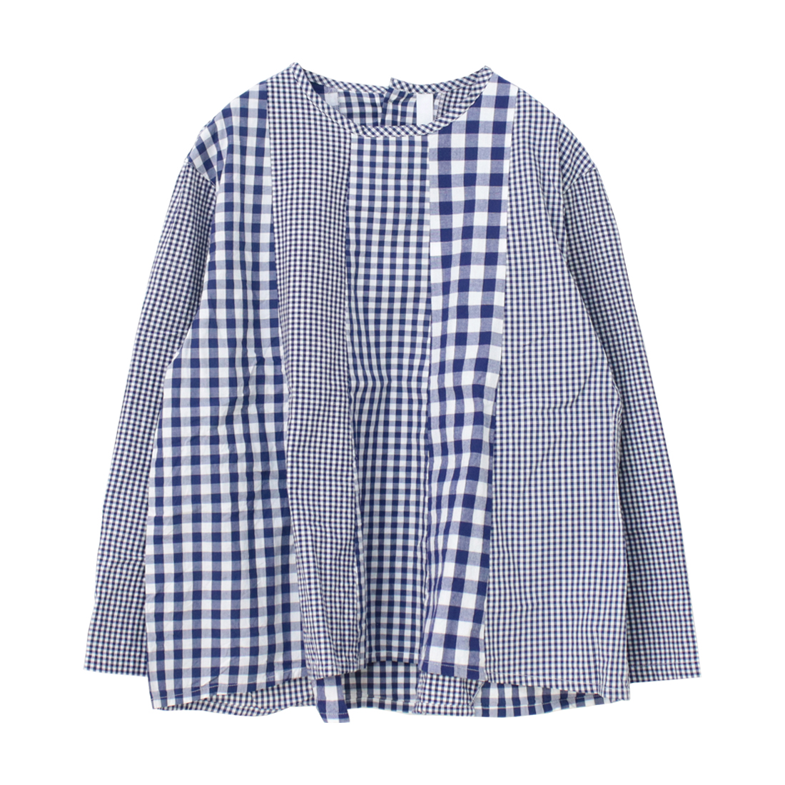 SALE セール/ナチュラルランドリー NATURAL LAUNDRY カラーギンガムパネルプルオーバー 7251T-008 日本製 チェック 長袖 ブラウス Tシャツ /返品・交換不可 | NATURAL LAUNDRY | 02