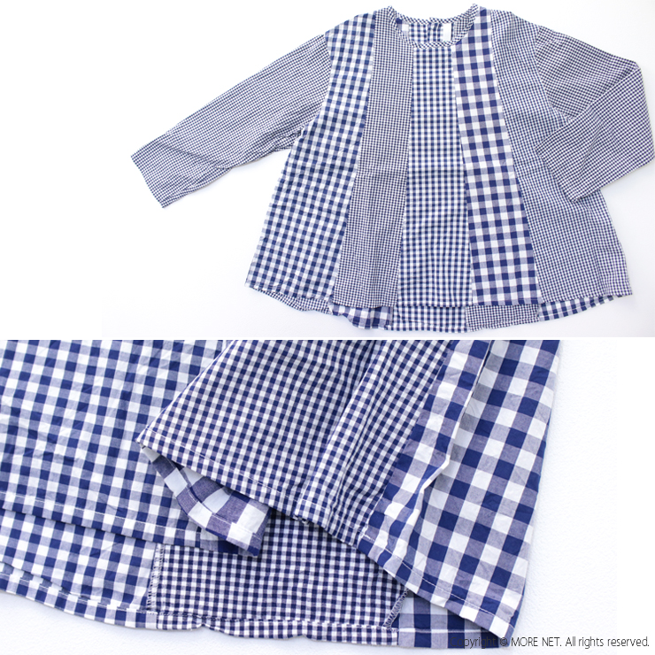 SALE セール/ナチュラルランドリー NATURAL LAUNDRY カラーギンガムパネルプルオーバー 7251T-008 日本製 チェック 長袖 ブラウス Tシャツ /返品・交換不可 | NATURAL LAUNDRY | 09