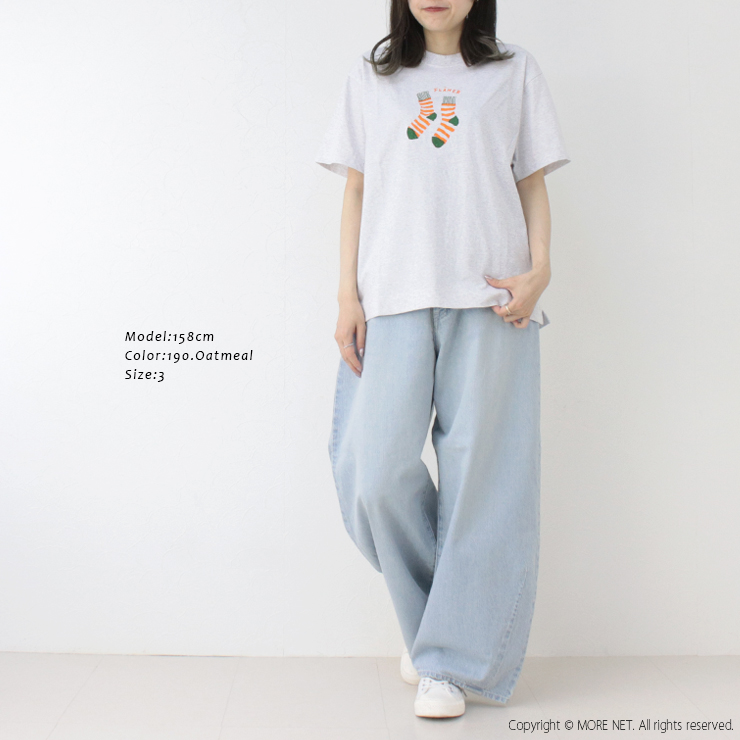 ナチュラルランドリー NATURAL LAUNDRY カラー天竺ソックスプリントTシャツ 7252C-032 日本製 半袖 トップス レディース 2025春夏 | NATURAL LAUNDRY | 08