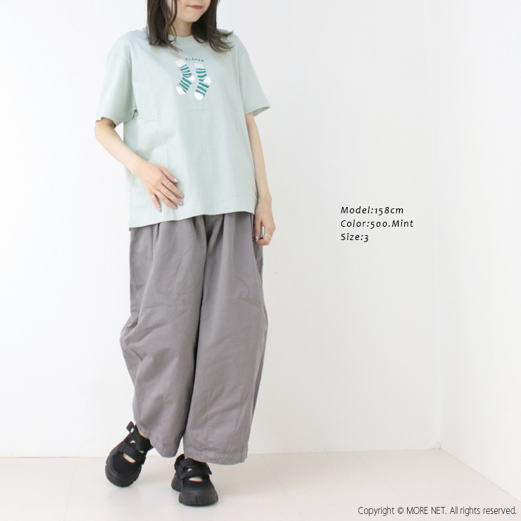 ナチュラルランドリー NATURAL LAUNDRY カラー天竺ソックスプリントTシャツ 7252C-032 日本製 半袖 トップス レディース 2025春夏 | NATURAL LAUNDRY | 09