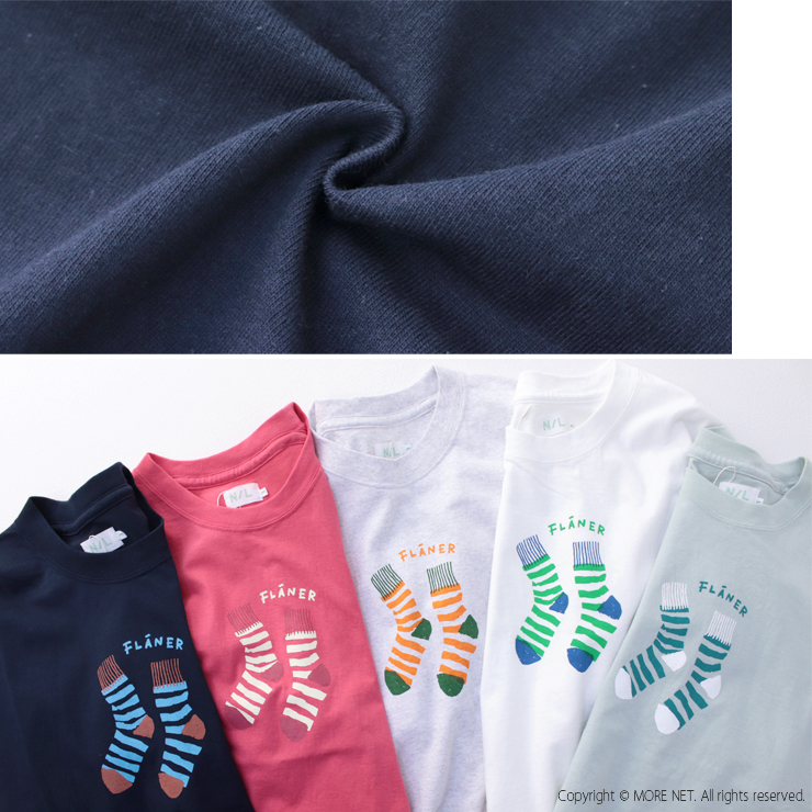 ナチュラルランドリー NATURAL LAUNDRY カラー天竺ソックスプリントTシャツ 7252C-032 日本製 半袖 トップス レディース 2025春夏 | NATURAL LAUNDRY | 13
