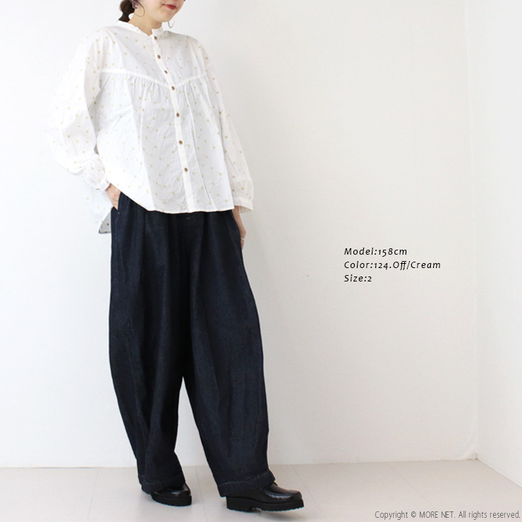 NATURAL LAUNDRY（ナチュラルランドリー） オハナ刺繍ギャザーシャツ