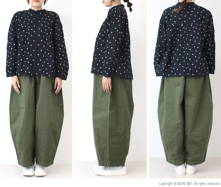 ナチュラルランドリー NATURAL LAUNDRY オハナ刺繍ギャザーシャツ 7254T-021 ブラウス 長袖 ワイド 日本製 レディース NATURAL LAUNDRY（ナチュラルランドリー） オハナ刺繍ギャザーシャツ