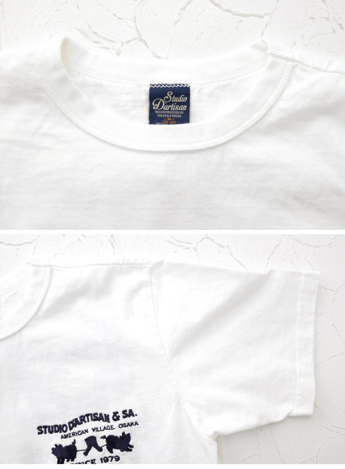 ステュディオ・ダルチザン STUDIO D'ARTISAN USAコットン刺繍Tシャツ 8096 メンズ 日本製｜more-net2｜06