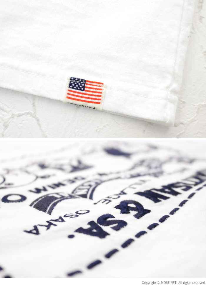 ステュディオ・ダルチザン STUDIO D'ARTISAN USAコットン刺繍Tシャツ 8096 メンズ 日本製｜more-net2｜08