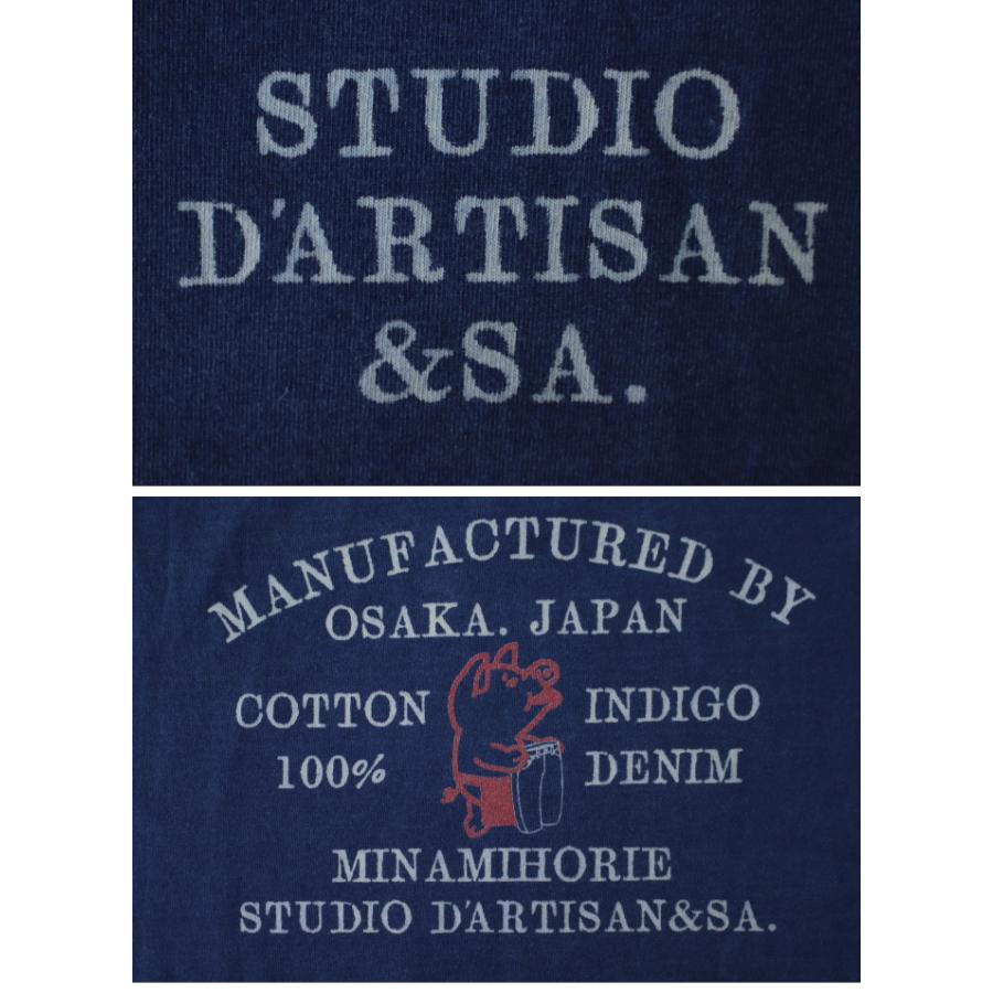 ステュディオ・ダルチザン STUDIO D'ARTISAN USAコットンインディゴTシャツ 8136A メンズ 日本製 半袖 プリントあり 2024春夏｜more-net2｜06