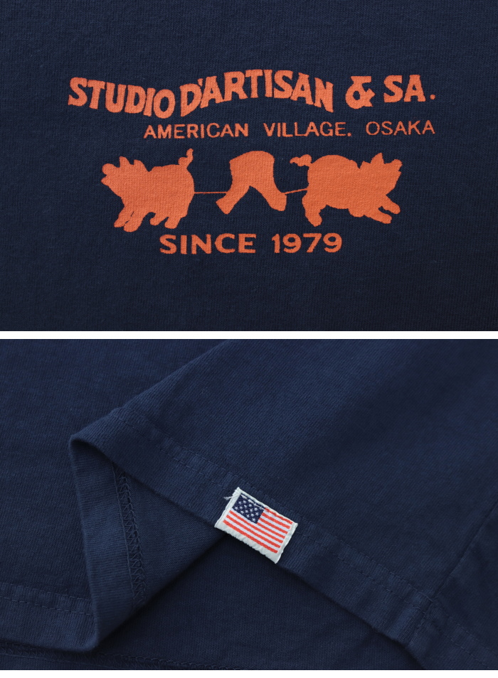 ステュディオ・ダルチザン STUDIO D'ARTISAN USAコットン定番プリントTシャツ 8145 メンズ 日本製 半袖 2PIG MARK 2024春夏｜more-net2｜09