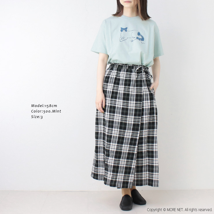 グリン grin オーガニックエーゲ海天竺くつろぎねこptT 8252C-029 トップス 半袖 無地 プリント 日本製 レディース 2025春夏 |  | 05