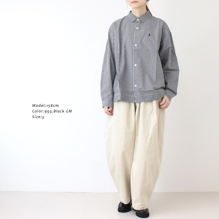 グリン grin ブロード自転車刺繍シャツ 8254T-018 長袖 ストライプ