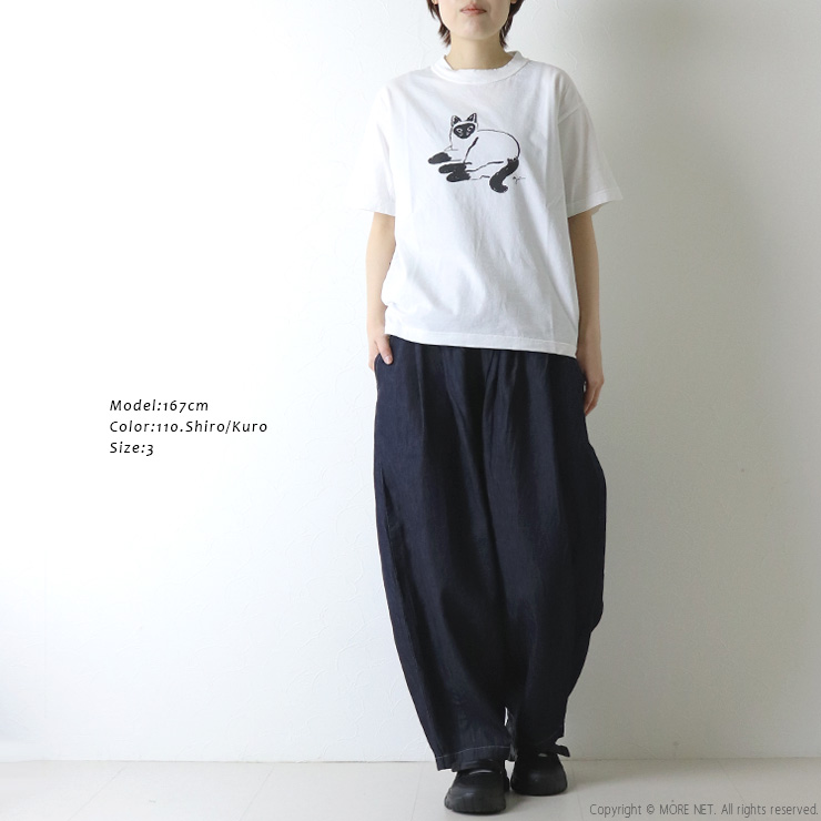 grin（グリン） オーガニックエーゲ海天竺シャム猫プリントTシャツ