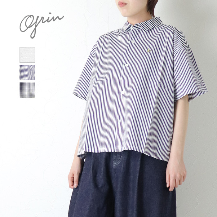 grin（グリン） ブロードお散歩刺繍シャツ 8262T-027 コットン ドット