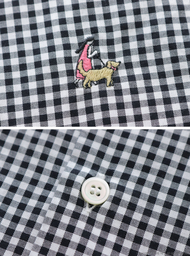 grin（グリン） ブロードお散歩刺繍シャツ 8262T-027 コットン ドット