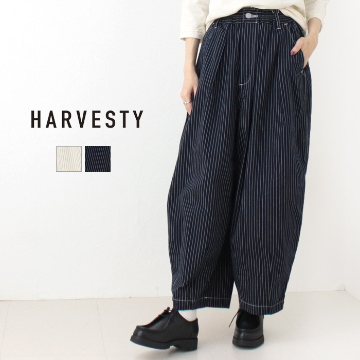 ハーベスティ HARVESTY ペンシルストライプサーカスパンツ A12504 ボトムス 総柄 ワイド 日本製 レディース メンズ 男女兼用 2025春夏 裾直し不可｜モアネット casual select