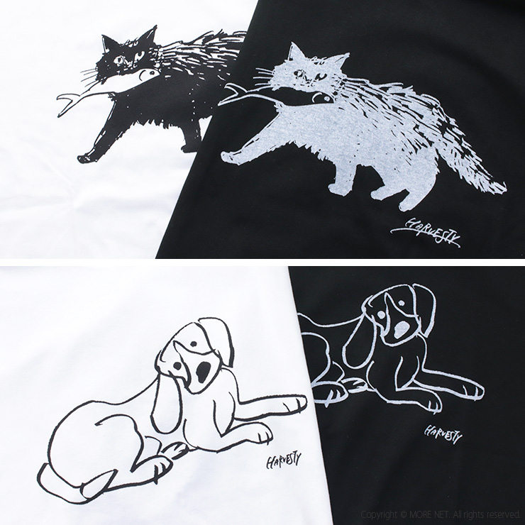 ハーベスティ HARVESTY プリントボックスT/PRINTED BOX TEE A52505/A52506 トップス Tシャツ 犬 猫 イラスト 半袖 コラボ レディース メンズ 男女兼用 2025春夏 | HARVESTY | 11