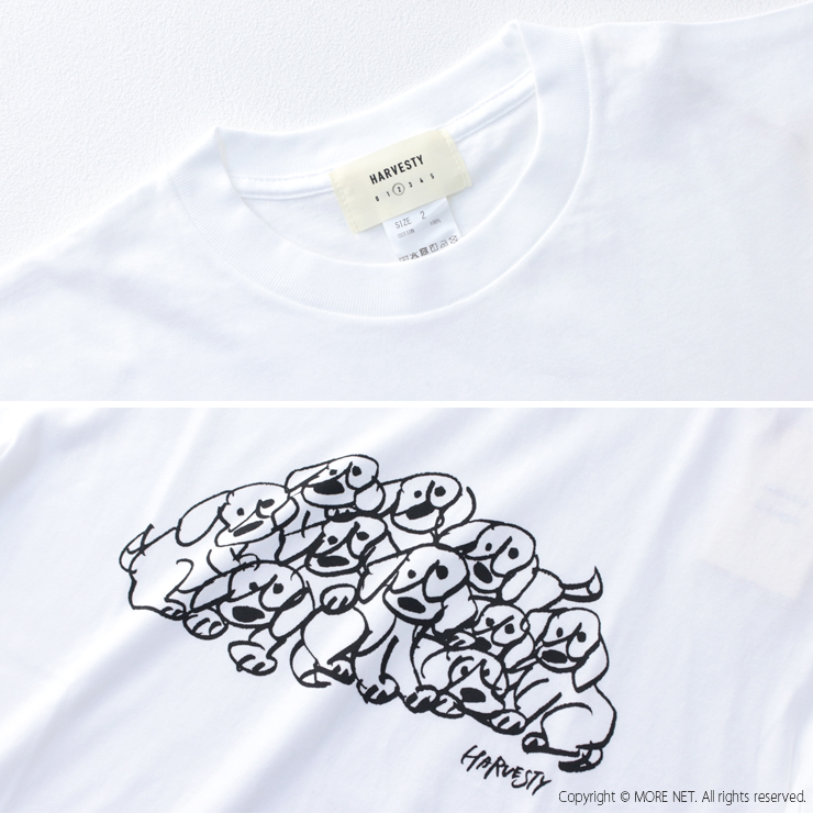 ハーベスティ HARVESTY プリントボックスTシャツ PRINTED BOX TEE A52514 日本製 犬 イラスト 半袖 コラボ トップス レディース メンズ 男女兼用 2025春夏 | HARVESTY | 07