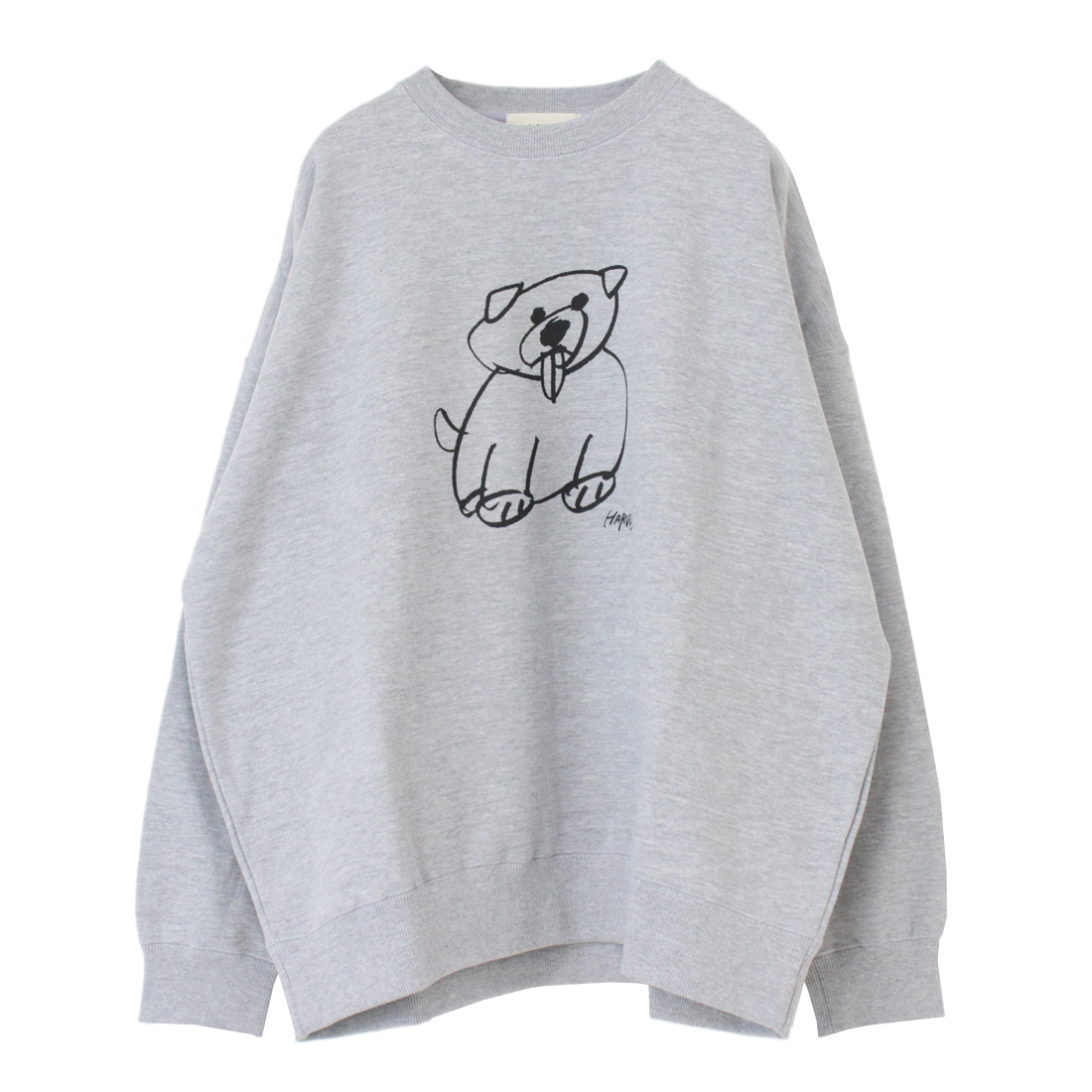 ハーベスティ HARVESTY プリントスウェットシャツ A52521/A52522 長袖 犬 猫 プリント 手描き コラボ レディース メンズ 男女兼用 HARVESTY（ハーベスティ） プリントスウェットシャツ A52521/A52522