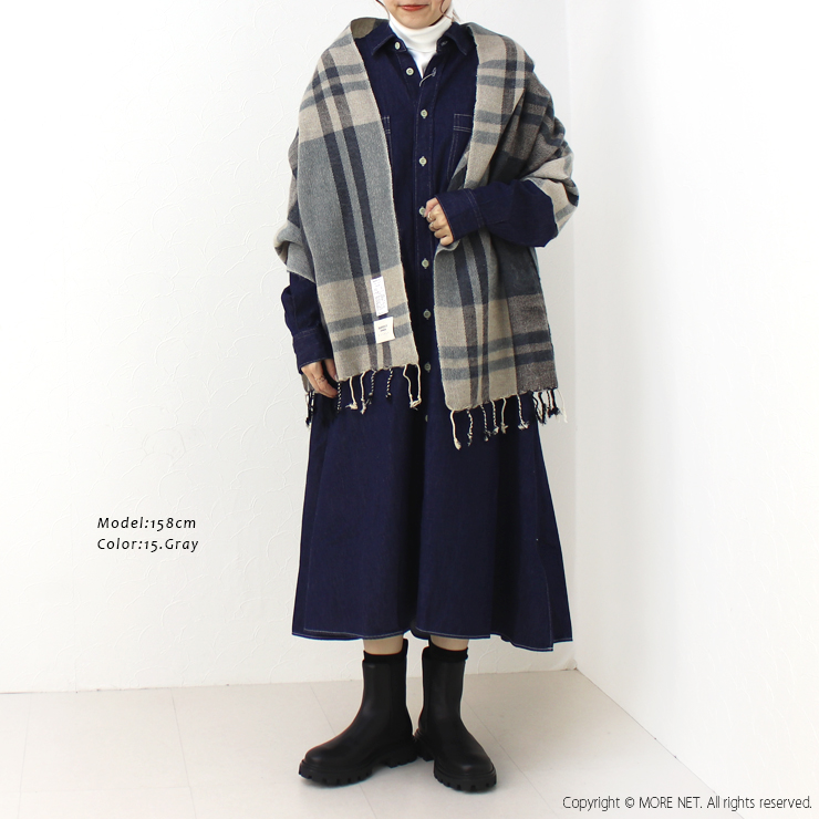 ハーベスティ HARVESTY 手織りストール A92306 マフラー 大判 チェック プレゼント レディース　メンズ /返品・交換不可/SALE セール | HARVESTY | 08