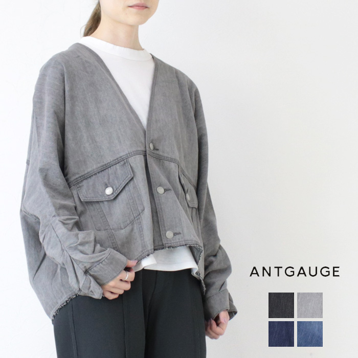 ANTGAUGE アントゲージ Antgauge シャリ感8ozデニムVネックG