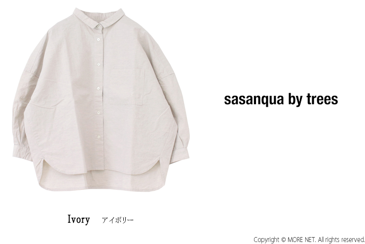 サザンカバイツリーズ sasanqua by trees コットンヘンプオーバーシャツ AN-223H 日本製 8分袖 ちび衿 レギュラー ワイド トップス 羽織り レディース 2025春夏 |  | 02