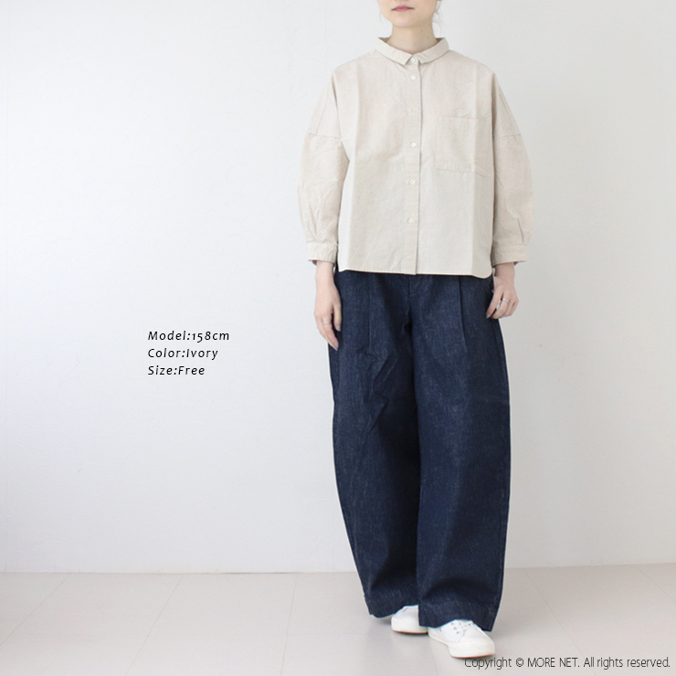 サザンカバイツリーズ sasanqua by trees コットンヘンプオーバーシャツ AN-223H 日本製 8分袖 ちび衿 レギュラー ワイド トップス 羽織り レディース 2025春夏 |  | 04