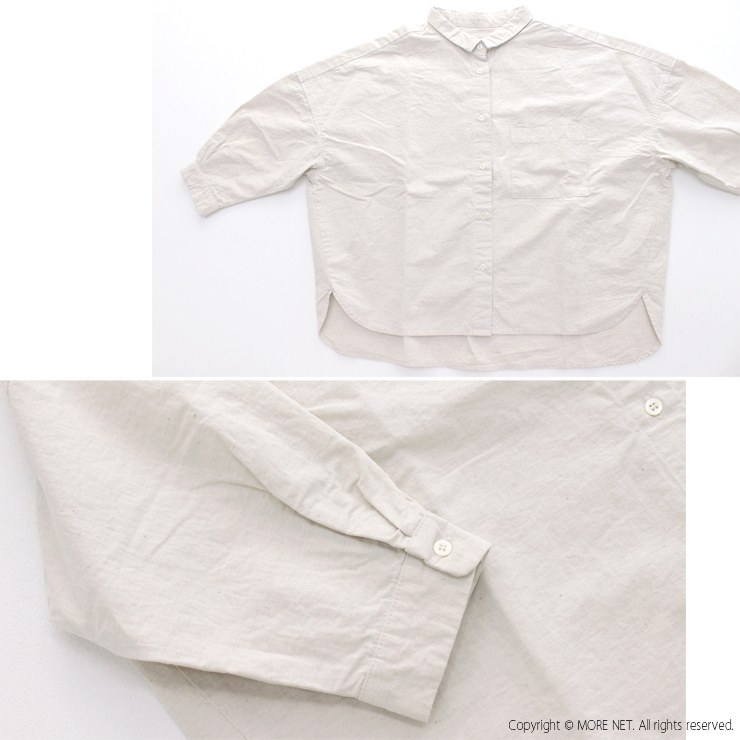 サザンカバイツリーズ sasanqua by trees コットンヘンプオーバーシャツ AN-223H 日本製 8分袖 ちび衿 レギュラー ワイド トップス 羽織り レディース 2025春夏 |  | 07