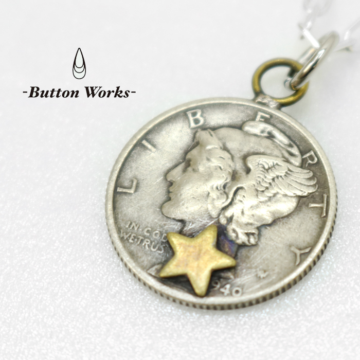 ボタンワークス Button Works バーンズアウトフィッターズ BARNS OUTFITTERS マーキュリーダイムコインネックレス BW-0129 メンズ レディース 日本製 シルバー