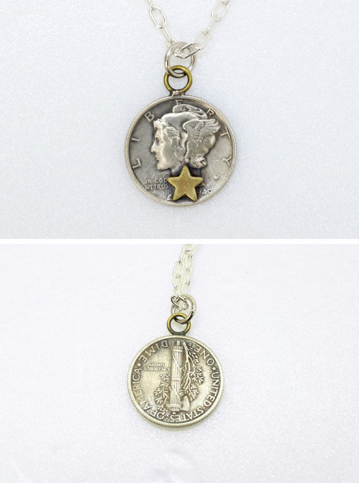 ボタンワークス Button Works バーンズアウトフィッターズ BARNS OUTFITTERS マーキュリーダイムコインネックレス BW-0129 メンズ レディース 日本製 シルバーの画像