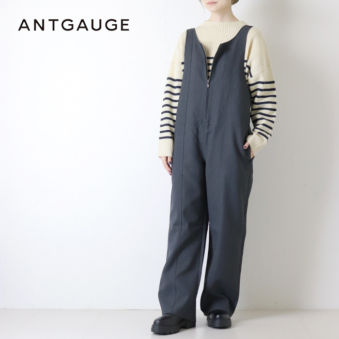 アントゲージ Antgauge メランジオックスルーズストレートサロペット C2369 オールインワン パンツ ファスナー ロング丈 レディース ANTGAUGE（アントゲージ） メランジオックスルーズストレート