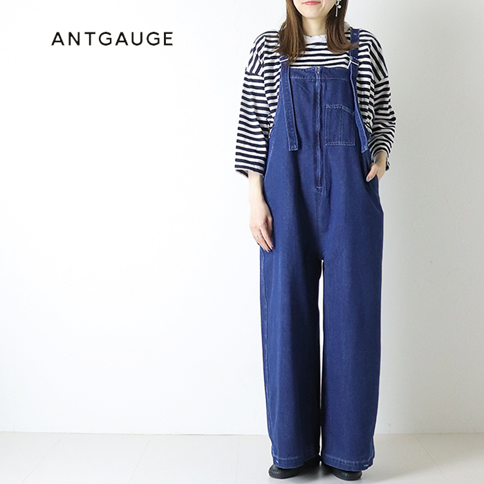 新品タグ付きANTGAUGE 8ozデニムサロペット L ANTGAUGE（アントゲージ） Antgauge 8ozシャリ感デニムバギー